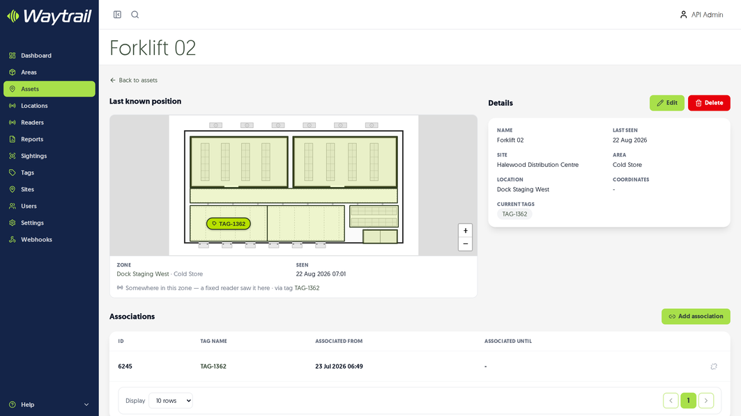 Go from a search to where the asset is, and the sightings that put it there.